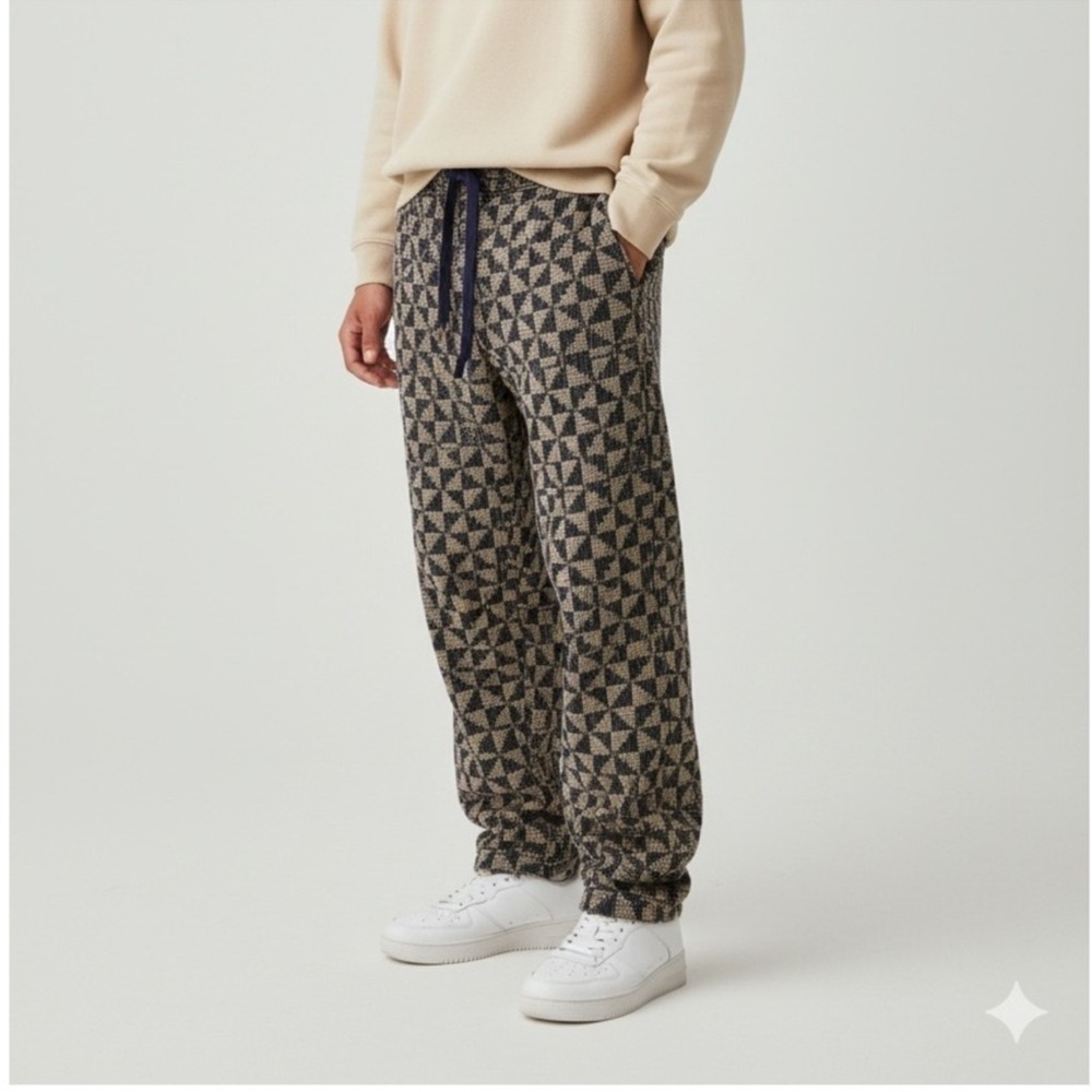 OAS Geometric Pattern Terry Sweatpants